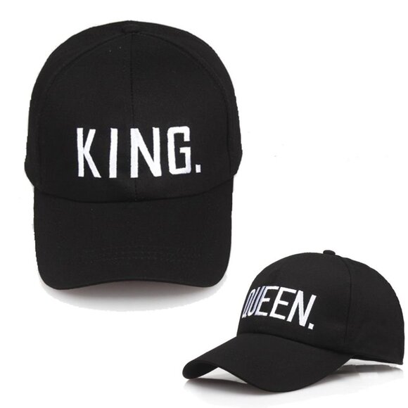 Lot of 2 King & Queen Baseball Cap Black, White Letters, Hip Hop, Party, Stylish - Picture 8 of 8